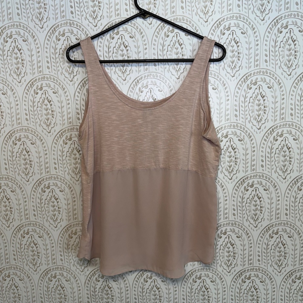 Maurices Pink Mixed Media Tank Top Sleeveless Scoop Neck Slub Knit Large - Picture 2 of 6